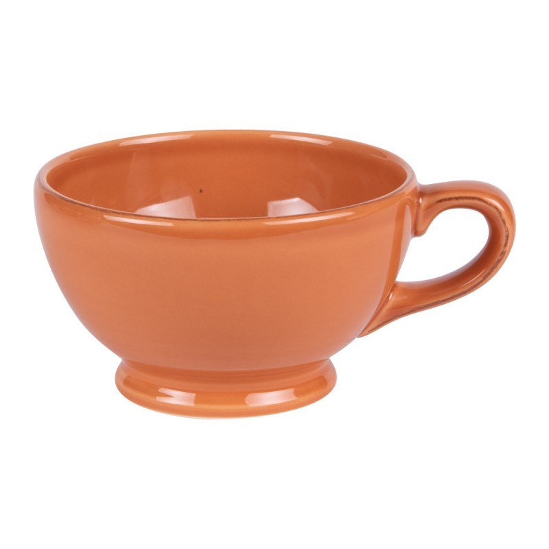 Tazza da colazione larga a ciotola in ceramica ocra con manico
